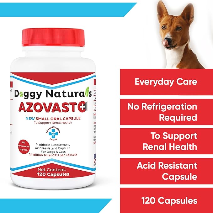 Azovast Plus Kidney Health Supplement for Dogs & Cats, 360ct - NO Refrigeration Required - Help Support Kidney Function & Manage Renal Toxins - Renal Care Supplement Capsule(U.S.A)(360 Caps)