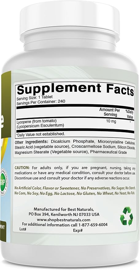 Best Naturals Lycopene Tomato Extract 10 mg 240 Tablets