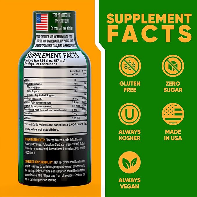 B12 Overload Extra Strength Energy Shot – Grape – 260mg Caffeine, 14000% B12, Electrolytes – Energy & Vitality Support – Zero Sugar No Calories – Vegan, Kosher, Gluten-Free – 1.93 fl oz, 24 -Pack