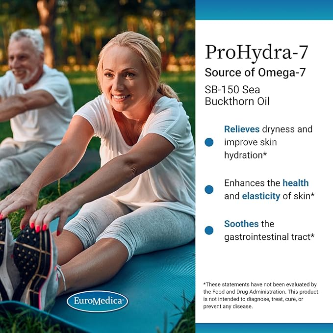 EuroMedica ProHydra-7 - Dietary Supplement with Essential Fatty Acids - Nutritional Supplement to Support Skin Health with Sea Buckthorn, Berry Pulp & Seed Oil - 60 Softgels
