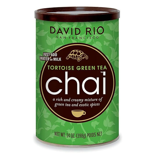 Tortoise Green Tea Chai Tea Latte Mix, 14 Oz, Green Tea, Organic Spices, Dairy Free, Serve Hot or Cold, Just Add Water or Milk, 14 Servings