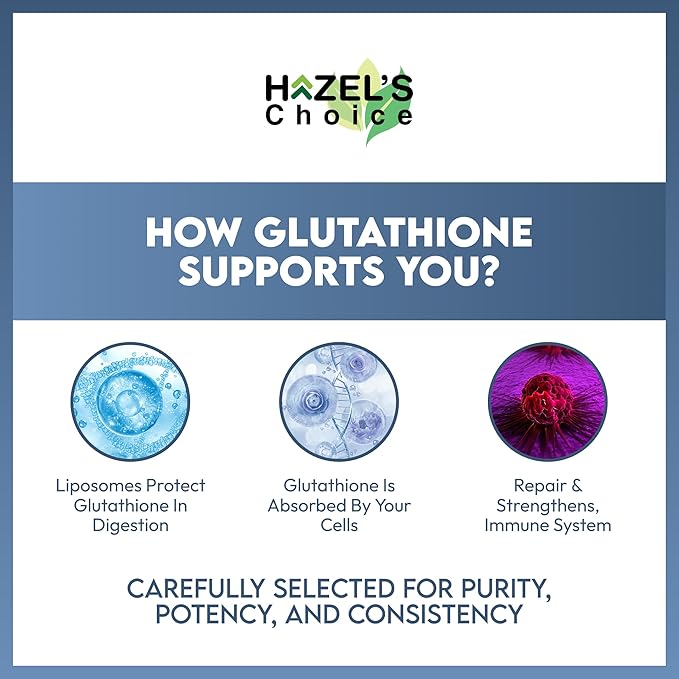 HAZEL'S Choice Liposomal Glutathione 500mg | 90 Soft Gels | Vegan, Non-GMO, Lactose-Free | Soft Gel Format