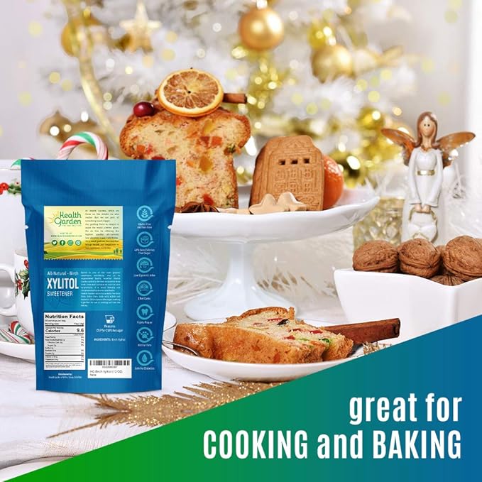 Health Garden Birch Xylitol Sweetener - 5 LBS Resealable Bag - Pure Birch Xylitol - Non GMO, Kosher, and Made in the U.S.A. - Ideal Powdered Sugar Substitute - Non-GMO Sugar Alternative