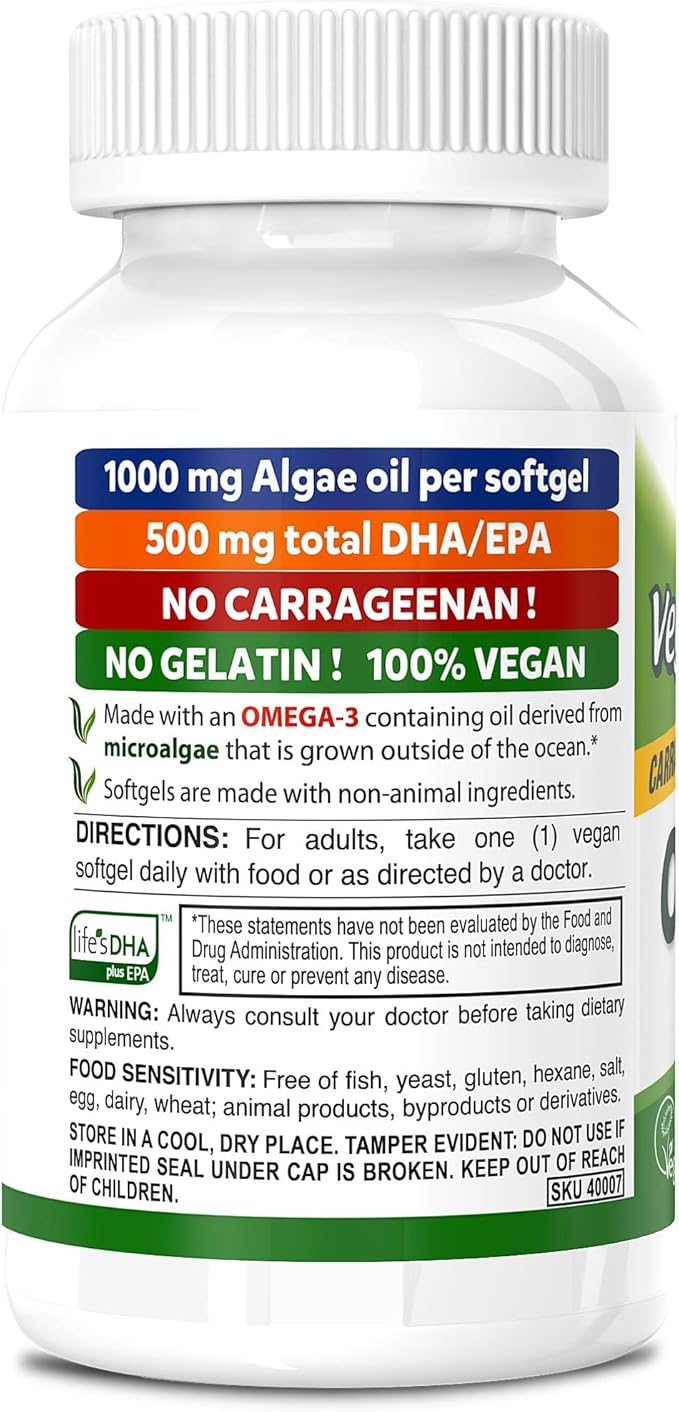 DEVA Vegan Omega-3 DHA-EPA 500MG 2-Pack – No Carrageenan, Non-Fish Oil Derived from Algae, Non-GMO, 60 Gelatin-Free Softgels Ea