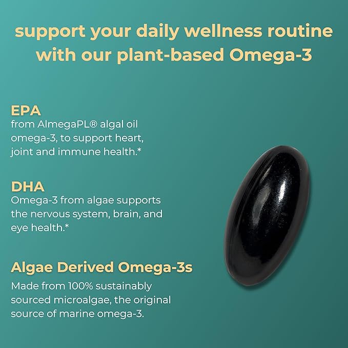 Iwi Omega-3 Essential, 60 Softgels (60 Servings), Plant-Based Algae Omega 3 with EPA + DHA, Brain, Heart & Immune Support Dietary Supplement, Krill & Fish Oil Alternative, No Fishy Aftertaste
