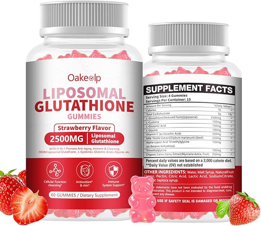 Extra Powerful 2500MG Liposomal Glutathione Gummies for skin whitening,Enhance 98% Absorption-Complex L-Cysteine,L-Glycine,Milk Thistle for Support Liver Function, Antioxidant for Aging Alleviation