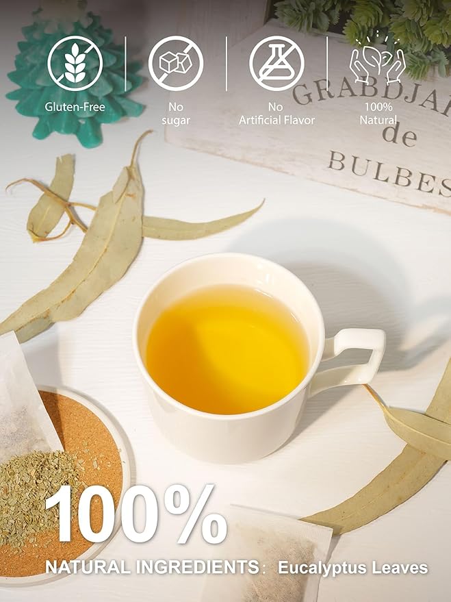 TeeLux Eucalyptus Tea Bags, Premium Dried Eucalyptus Leaves Tea, Refreshing & Smooth Flavor, Caffeine Free, 100 Count