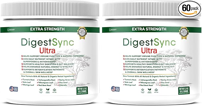 DigestSync Ultra Extra Strength Digestive Support Supplement with Organic Superfoods, 5.3 oz, 28 Servings (2)