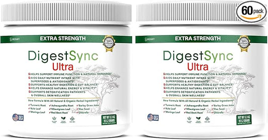 DigestSync Ultra Extra Strength Digestive Support Supplement with Organic Superfoods, 5.3 oz, 28 Servings (2)