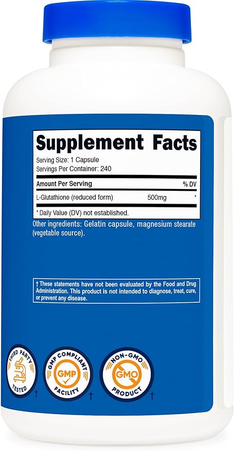 Nutricost Glutathione Capsules 500mg, 240 Capsules - Gluten Free, Non-GMO