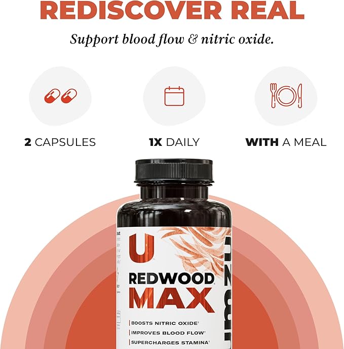UMZU Redwood Max Nitric Oxide Booster, 1-Month Supply – Advanced Nitric Oxide Supplement with Fitnox Blend, Pine Bark, Resveratrol & Tart Cherry – Promotes Healthy Circulation, Energy and Recovery