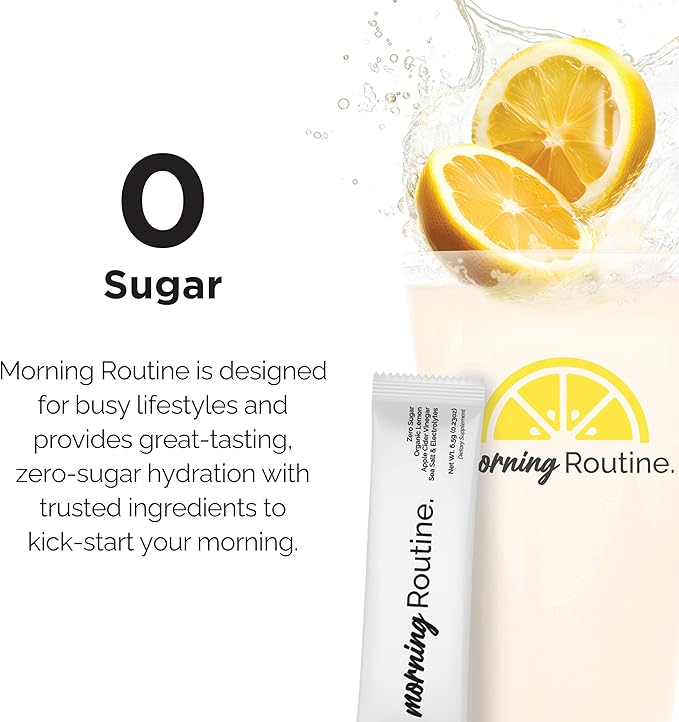 ROUTINE Morning Daily Hydration | Electrolyte Powder Packets with Apple Cider Vinegar, Lemon, and Sea Salt | Keto & Paleo-Friendly Electrolyte Drink Mix (30 Pack)