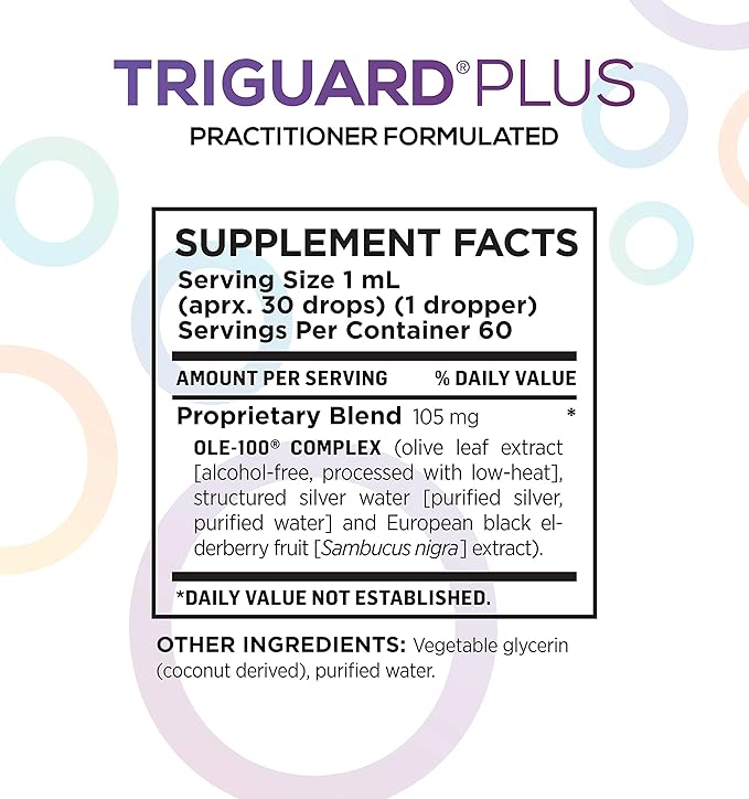 Triguard Plus Concentrate | Colloidal Silver Liquid, Sambucus Elderberry Extract & Olive Leaf Extract, 3-in-1 Liquid Immune Support | Powerful Immune System Booster | Great Taste - 2oz / 60ml
