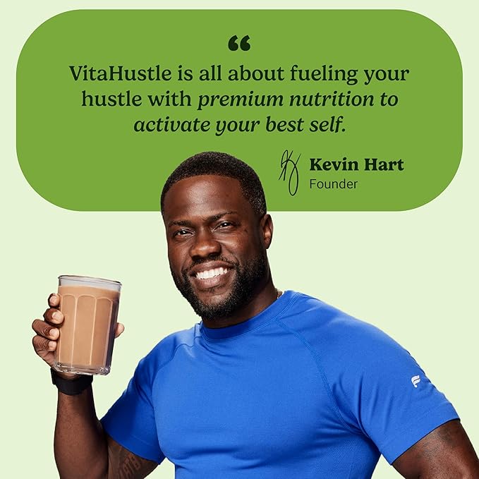 VitaHustle ONE Meal Replacement Shake - Plant Based Protein Powder by Kevin Hart - Vegan, Meal Replacement Powder with Superfoods, Vitamins, Adaptogens & Probiotics - Chocolate Flavor, 30 Servings