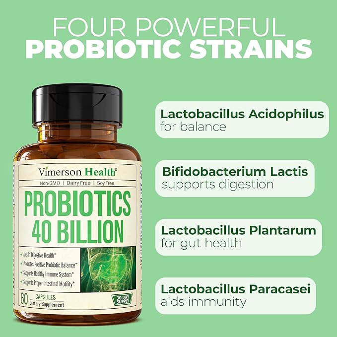 Probiotic 40 Billion CFU - Bifidus Probiotics (Probióticos) and Daily Immune Balance Probiotics for Gut and Digestive Health - 4 Clinically-Studied Strains - Shelf Stable - Dairy & Soy-Free - Non-GMO
