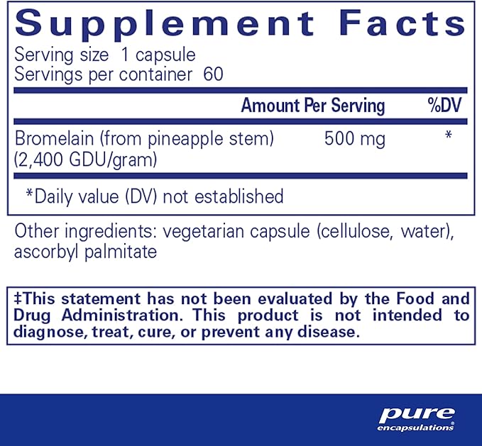 Pure Encapsulations Bromelain 2400 500 mg - for Digestive Support & Musculoskeletal Health - Supports Joints & Muscle Recovery* - Proteolytic Enzymes - Vegan - 60 Capsules