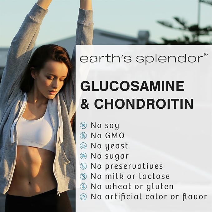 Earth's Splendor Glucosamine HCI 1500 mg Chondroitin Sulfate 1200 mg Supplement for Men & Women, Supports Joint Health, Supports Daily Joint Function (120 Capsules, 1+ Month Supply)