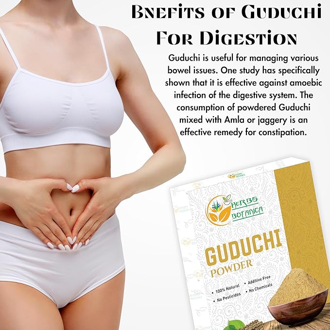Guduchi Powder USDA Organic Neem Giloy Powder | Tinospora cordifolia | Herbsl Supplement for Immune Support, Digestion 5.3 Oz / 150 GMS