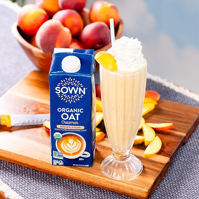 SOWN Organic Oat Creamer Brown Sugar - Barista Oat Milk Non Dairy Coffee Creamer - Plant Based, Dairy-Free, Vegan, Gluten-Free, Non-GMO, Shelf Stable - 32oz (Pack of 6)