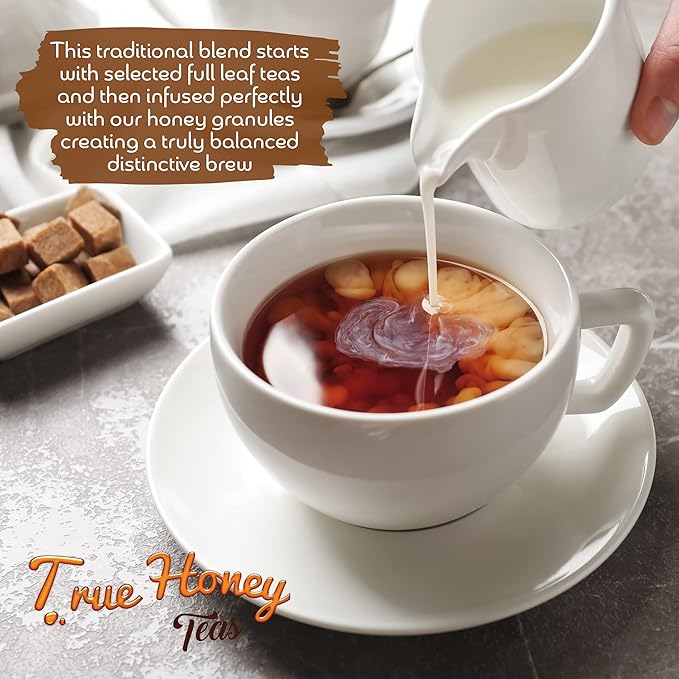 True Honey English Breakfast Tea Pods - Honey Crystals Blended in Every Tea Pod - Strong Antioxidant Support - All Natural Organic Herbal Caffeinated Tea 22 Count