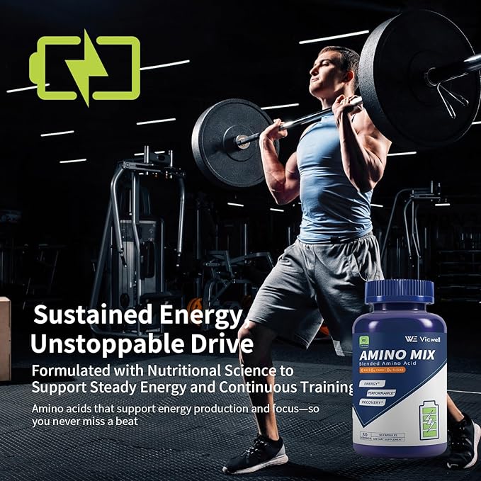 Amino Acid, Supports Muscle Recovery and Lean Muscle Growth, Enhances Energy and Endurance, Contains Essential Amino Acids and BCAAs, 180 Capsules (2 Bottles)