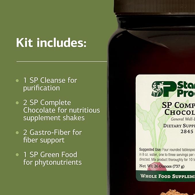 Standard Process Purification Product Kit with SP Complete and Gastro Fiber - 21-Day Detox for Healthy Body Maintenance - Vegetarian, Gluten-Free & Non-Soy - 1 Kit - Chocolate