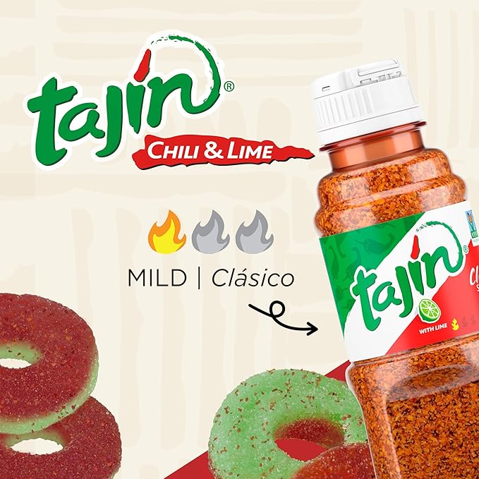 Snak Club Tajin Watermelon Rings Gummy Candy, Fruit Candy Gummies with Chili and Lime Seasoning, Mild, Gluten-Free and Vegan Snacks, 5 oz Resealable Bags, 6 Pack