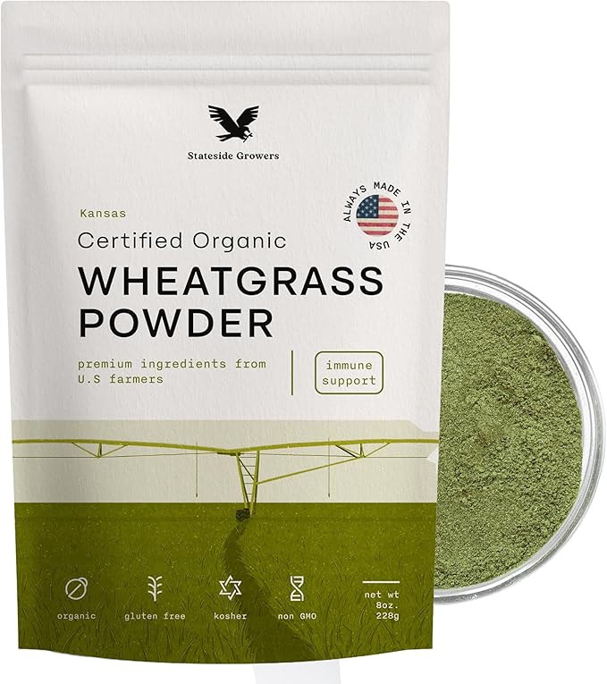 Organic Wheatgrass Powder - 100% Whole-Leaf Powder for Energy, Detox & Immunity Support - Rich in Immune Vitamins, Fibers, and Minerals - Vegan-Friendly, Raw & Gluten-Free (8 Ounce)