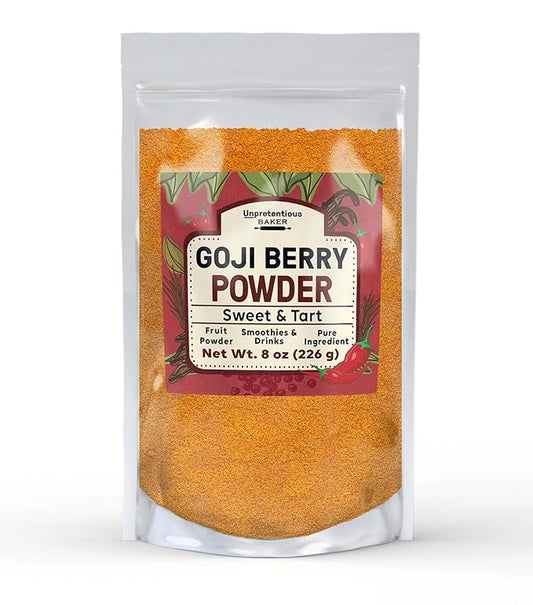 Unpretentious Goji Berry Powder, Drink & Smoothie Mix-in, Sweet & Tart, Fruity Ingredient (8 Ounce)