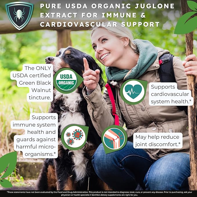 Zenmen Organic Black Walnut Wormwood Tincture – Rapid Gut Cleanse & Digestive Health, Vegan, Manufactured in The USA