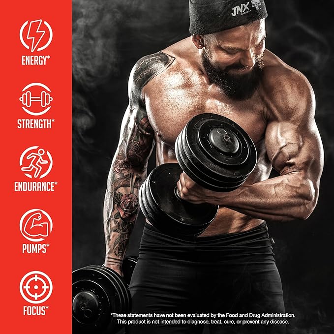 JNX SPORTS The Curse! Pre Workout Powder for Men & Women, Caffeine, Beta-Alanine, Creatine, L-Citrulline, 50 Servings, Peach Mango Flavor – Boost Energy, Strength & Focus