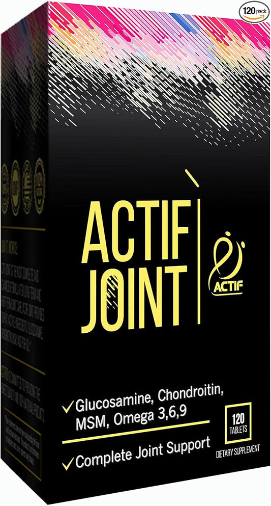 ACTIF Joint Supplement 4-in-1 Fast Relief Maximum Strength, Full Joint Support Formula, Non GMO, 120ct, Made in USA