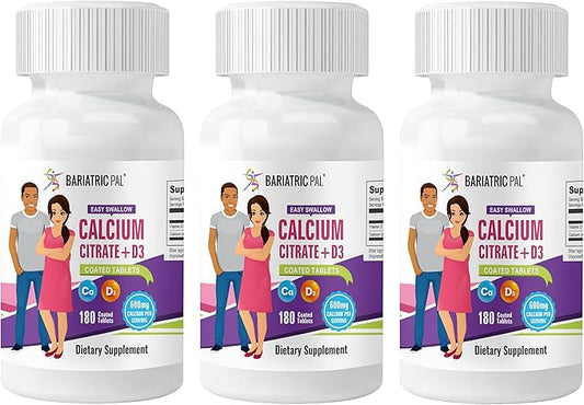 BariatricPal Easy Swallow Calcium Citrate (600mg) and D3 Coated Tablets (90-Day Supply)