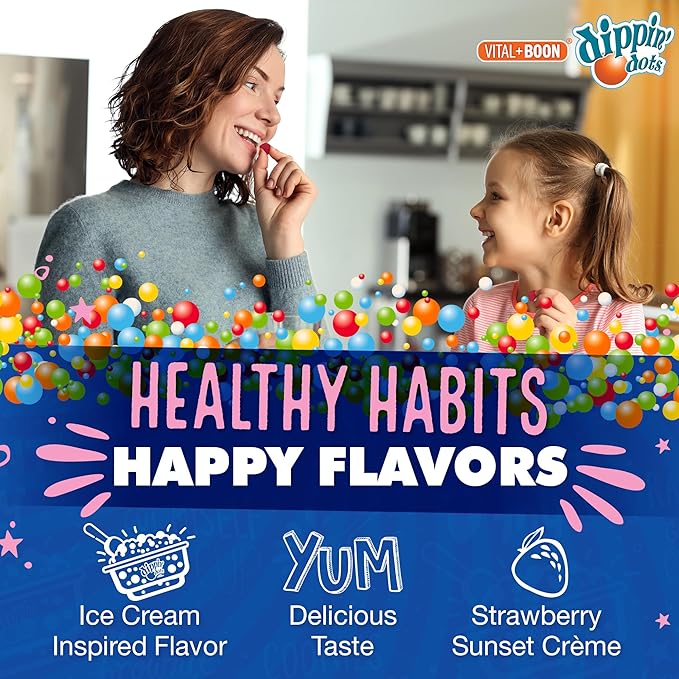 Dippin' Dots - Melatonin Sleep Support Gummies (120 Count) Strawberry Sunset Creme Flavor Chews | 2.5mg Per Gummy Sleep Supplement for Children and Adults | Supplement for faster Faster & Longer Sleep