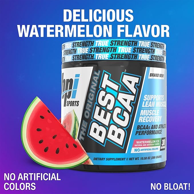 BPI Sports Best BCAA Powder - Muscle Recovery Support - Branched Chain Amino Acids | Building Blocks of Protein and Muscle - Post Workout Recovery – Hydration - Watermelon Ice, 30 Servings