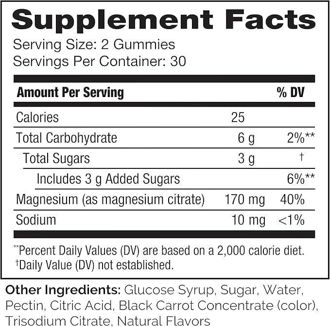 NATURELO Magnesium Citrate Gummies - for Calm & Relaxation Support, Natural Berry Magnesium Gummies, 60 Vegetarian Gummies (Pack of 2)