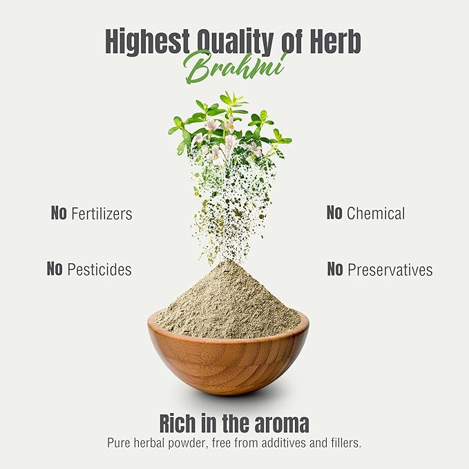 Brahmi Powder I 100% Pure Bacopa Monnieri I Natural Herbal Supplement – Non-GMO, Vegan, Gluten-Free I Supports Wellness – Premium Quality 230 GMS