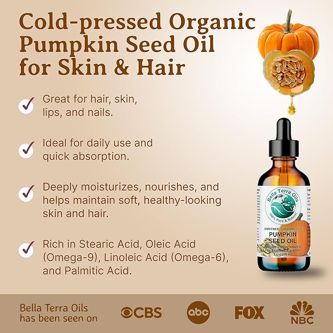 Bella Terra Oils Pumpkin Seed Oil for Hair, Skin, and Nails – 1 gallon, Deeply Hydrating, Nutrient-Rich, Premium Quality