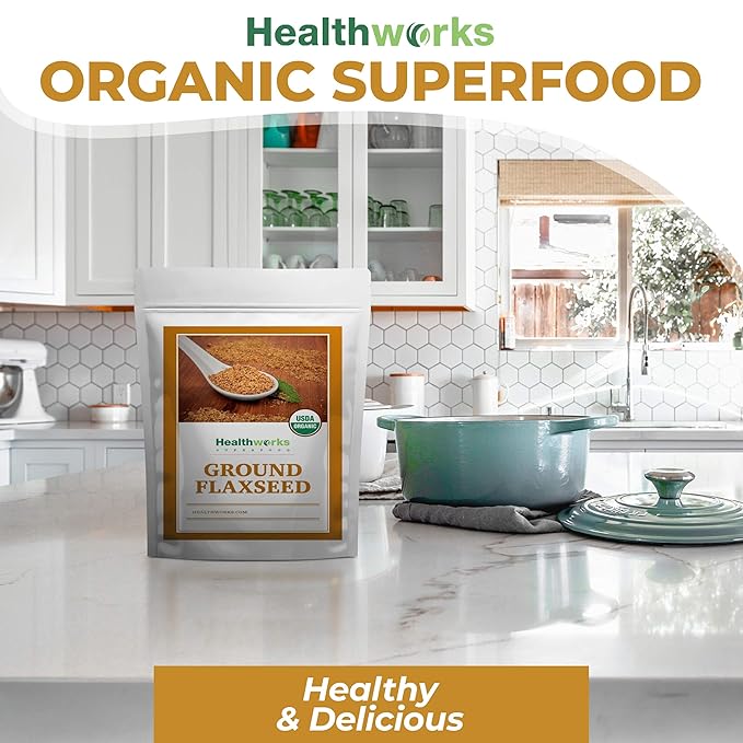 Healthworks Superfoods Flax Seed Organic - 48 Oz / 3 Lbs - Finely Ground Cold Milled Raw