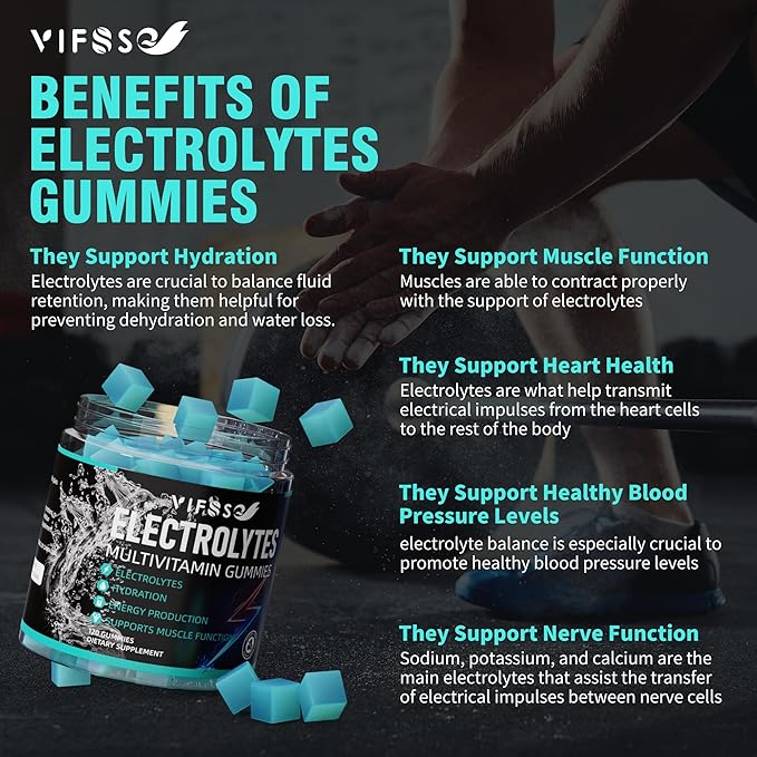 Electrolytes Gummies No Sugar, 120 Chewable Electrolyte Gummies with 6 Electrolytes for Runners and Endurance Sports, Refreshing Blue Raspberry, Hydration Electrolyte Chews, 1 Pack