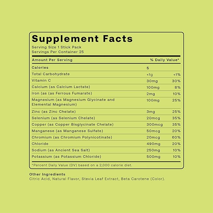 Hydrogen Water + Electrolytes Drink Mix | H2 Hydration Packets with Molecular Hydrogen, Sodium, Potassium, Magnesium, Calcium, and Minerals | No Sugar | Lemon Lime | 25 ct
