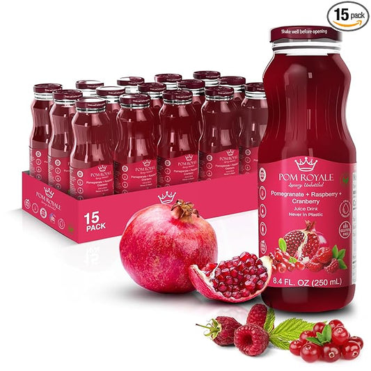 Pomegranate Raspberry Cranberry, 8.4 Ounce Glass Bottle (Pack of 15), Cold Pressed Juice, Non-GMO, Gluten Free, Kosher Certified, Preservative Free