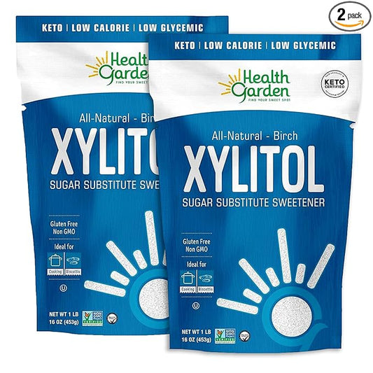 Health Garden Birch Xylitol Sweetener - 1 LB x 2 Resealable Bag - Pure Birch Xylitol - Non GMO, Kosher, and Made in the U.S.A. - Ideal Powdered Sugar Substitute - Non-GMO Sugar Alternative