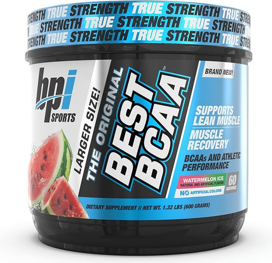 BPI Sports Best BCAA Powder, Branched Chain Amino Acids, Watermelon Ice, 60 Servings, 1.32 Pound, 21.12 oz
