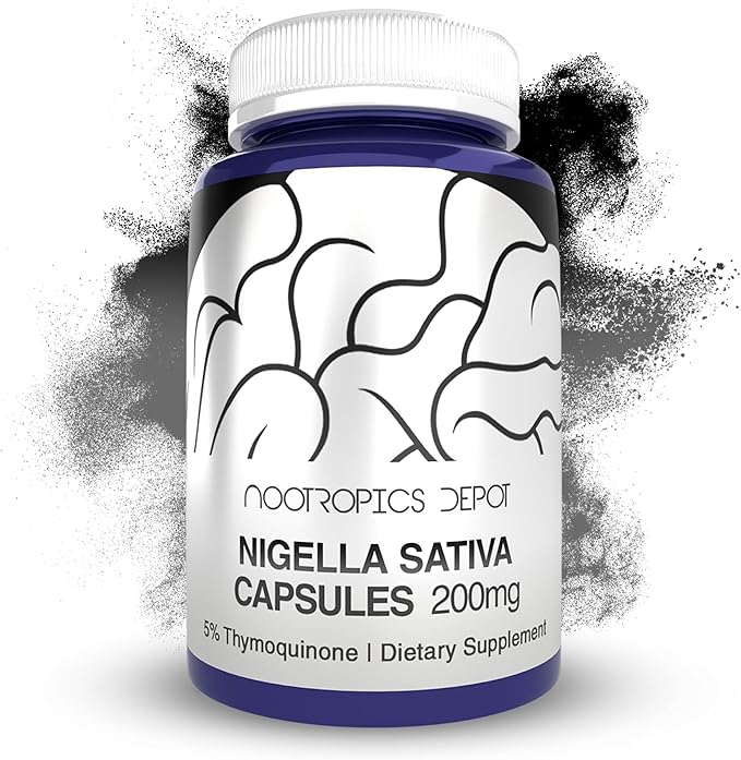 Nootropics Depot Nigella Sativa Extract Capsules | 200mg | 120 Count | Minimum 5% Thymoquinone Content | Black Seed Oil Extract | Supports Brain Health, Memory, Liver Health, and Immune Function