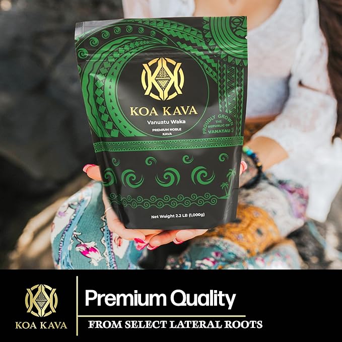 Vanuatu Koa Kava Kava Powder - Premium Noble Waka Kava Tea made from Lateral Roots in Vanuatu for Authentic Relaxation. 1 Pound Bag