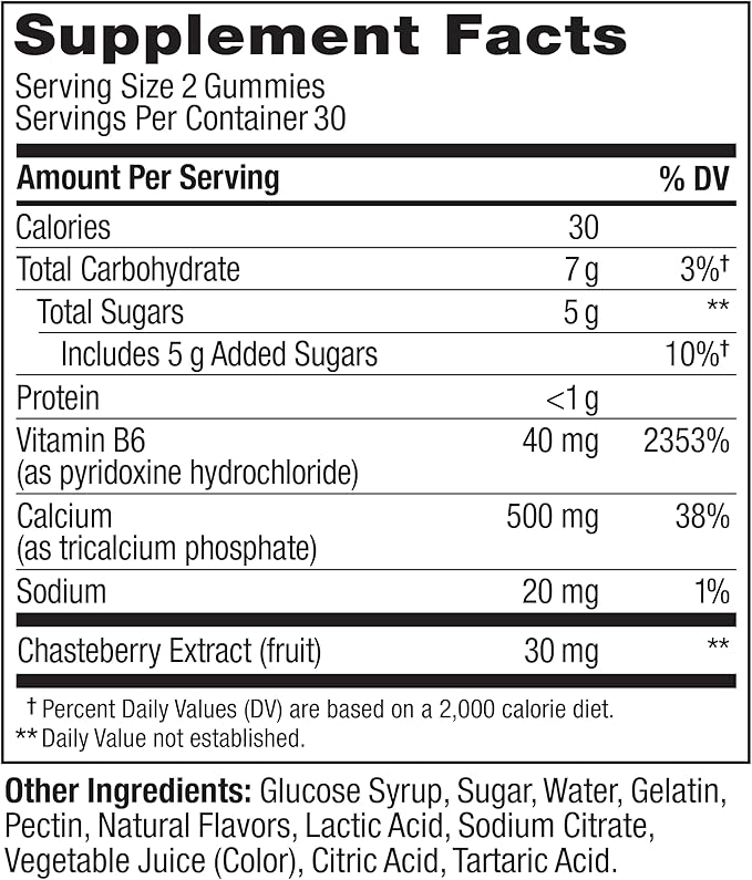 OLLY Period Hero Gummies, PMS Support Supplement,* Chasteberry, Vitamin B6, Calcium, Cran-Raspberry Flavor, 30 Day Supply - 60 Count