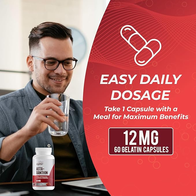 SUPER SUPPLEMENTS Astaxanthin 12mg, 60 Softgels, 2 Month Supply | Premium Astaxanthin Antioxidant | Fresh Microalgae Source | Supports Eye, Joint, Internal Circulation, Skin Health & Natural Tanning