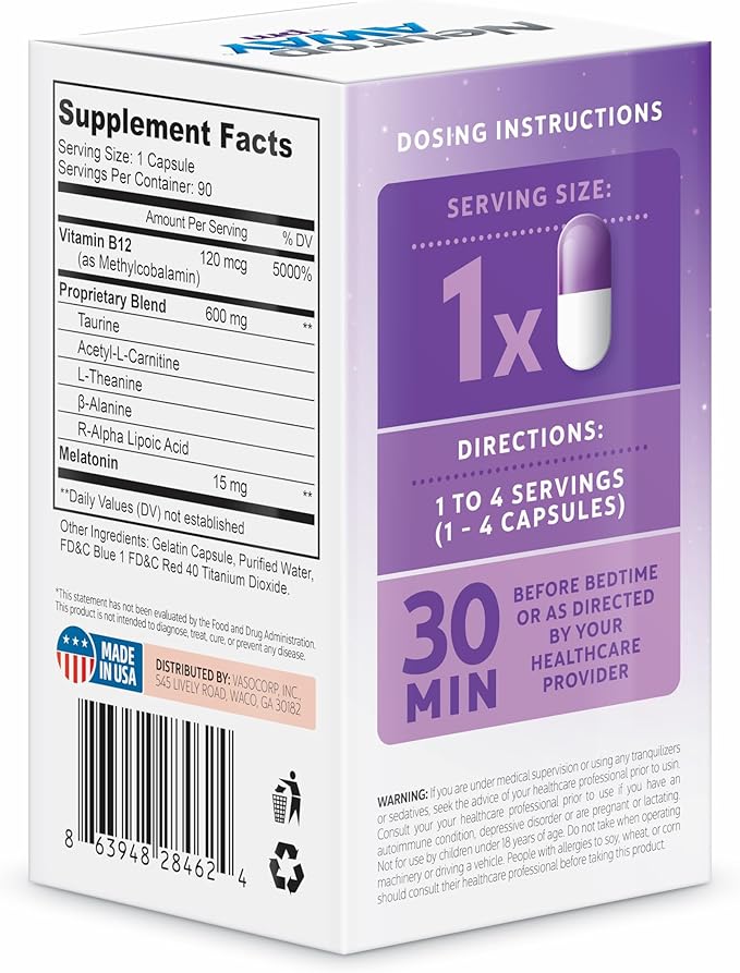 NeuropAWAY Nerve Support PM, with R-Alpha Lipoic Acid to Help Provide Nerve Relief in as Little as 5 Days, Acetyl-L-Carnitine, Theanine, Melatonin, and Methylcobalamin, 90 Capsules