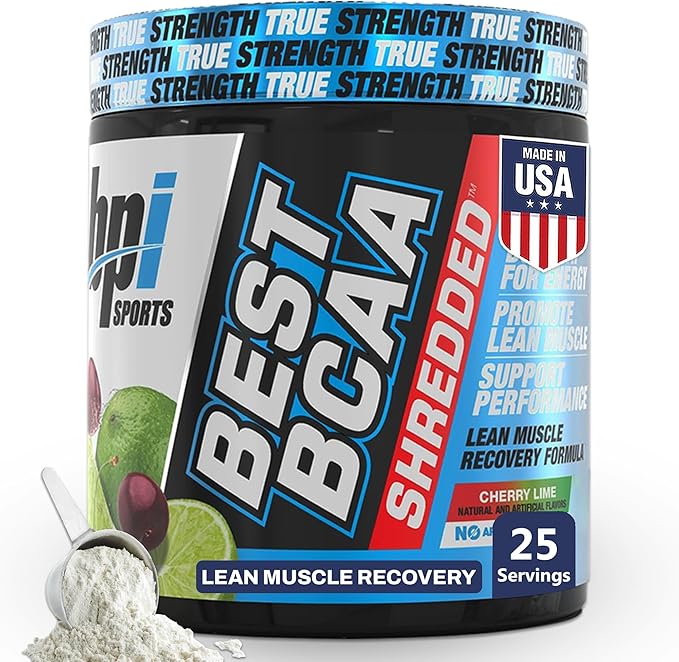 BPI Sports Best BCAA Shredded - Caffeine Free Thermogenic Recovery Drink, Lean Muscle Building BCAA Powder for Women and Men, Preworkout BCAAs Amino Acids Drink- Cherry Lime - 25 Servings